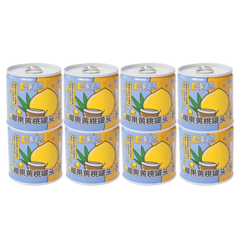 味品堂优质新鲜椰果黄桃罐头200g*8罐营养美味清甜解腻食用方便