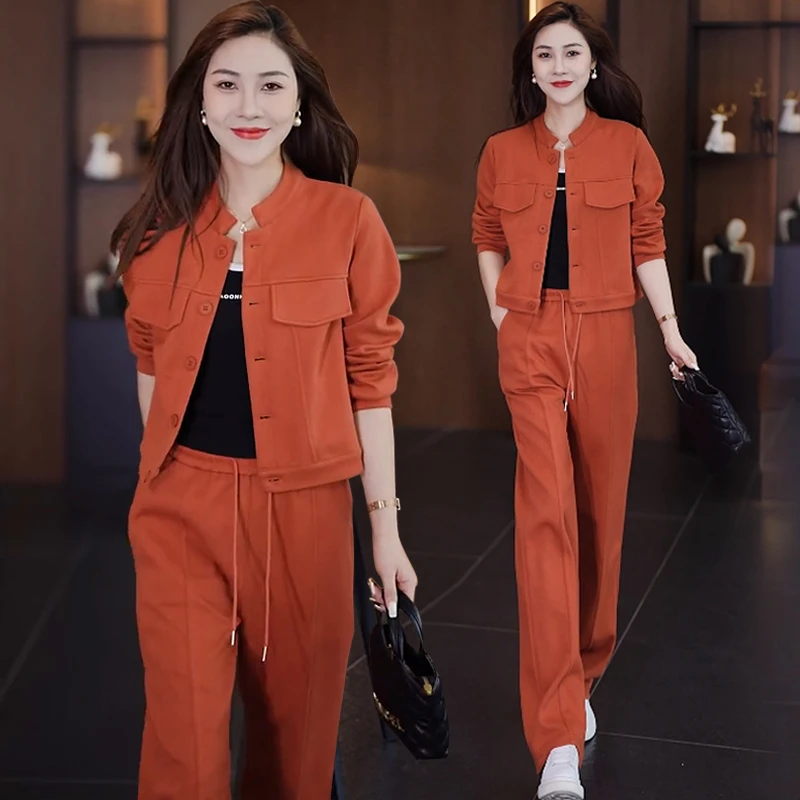 秋季休闲运动套装女士2023新款时尚洋气质减龄阔腿裤两件套春秋装