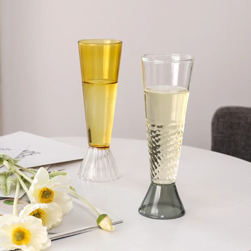 创意轻奢简约高颜值耐高温高脚杯玻璃水杯果汁杯香槟杯高硼硅玻璃