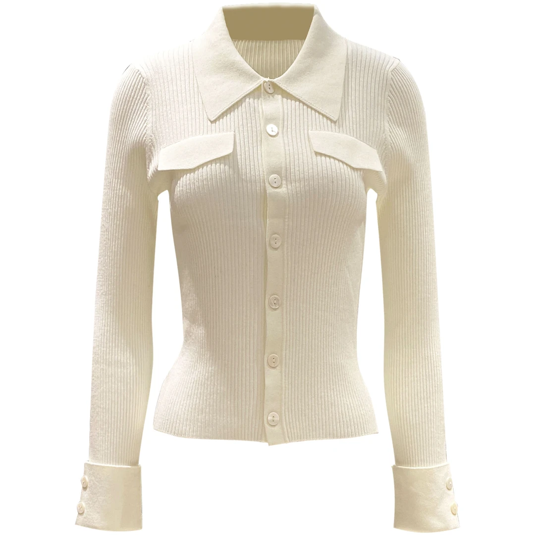 粉和翻袖Polo领开衫41ZD106