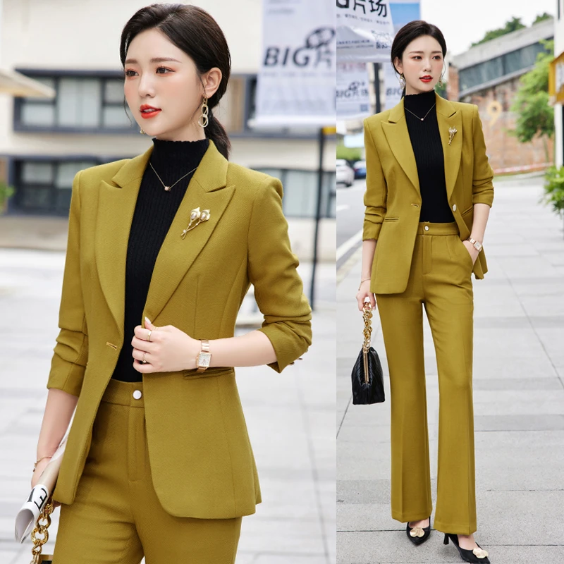 职业正装女毛呢西服套装2024年秋冬气质女神范时尚休闲喇叭裤套装