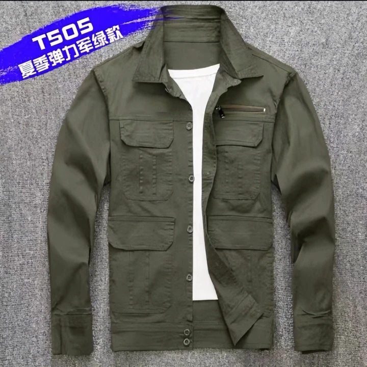 薄款505弹力工作服单件上衣户外男士耐磨迷彩工装透气劳保长袖