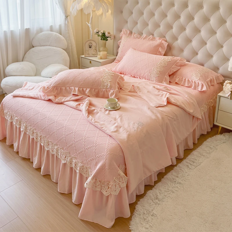 【凉席夏被四件套】A类凉豆豆冰丝软席高端绣花席空调席夏凉被轻奢