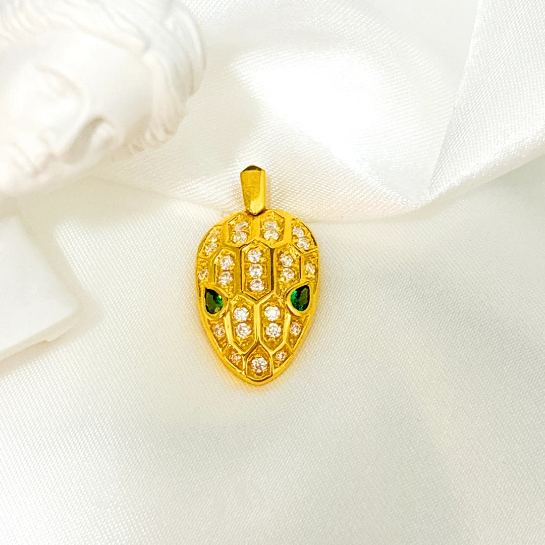 足金999 莫桑小灵蛇吊坠 带证书钢印