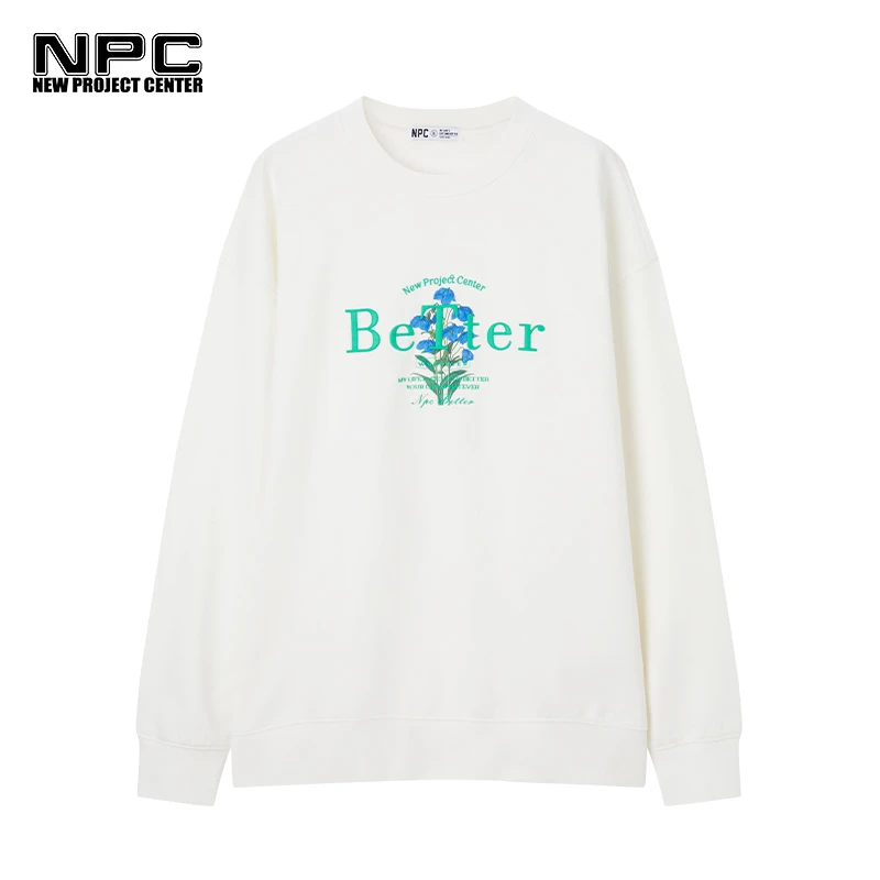 NPC潮牌胸前彩色字母BETTER刺绣印花宽松套头圆领卫衣NP28ST19