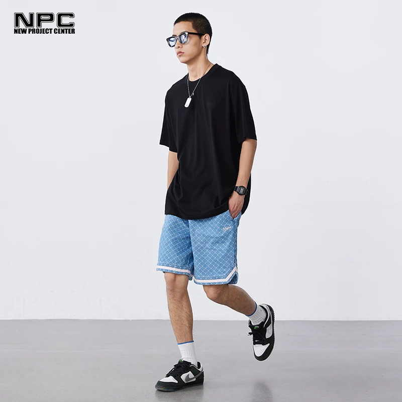 NPC潮牌男装圆领字母刺绣黑白双色80支纯棉休闲短袖T恤NP32TE17