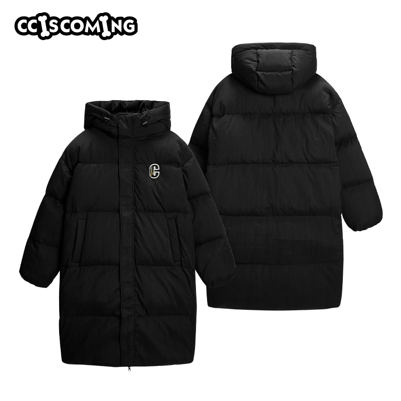NPC潮牌CC系列C字母冬季保暖休闲加厚绣花连帽长款羽绒服CC29DJ03
