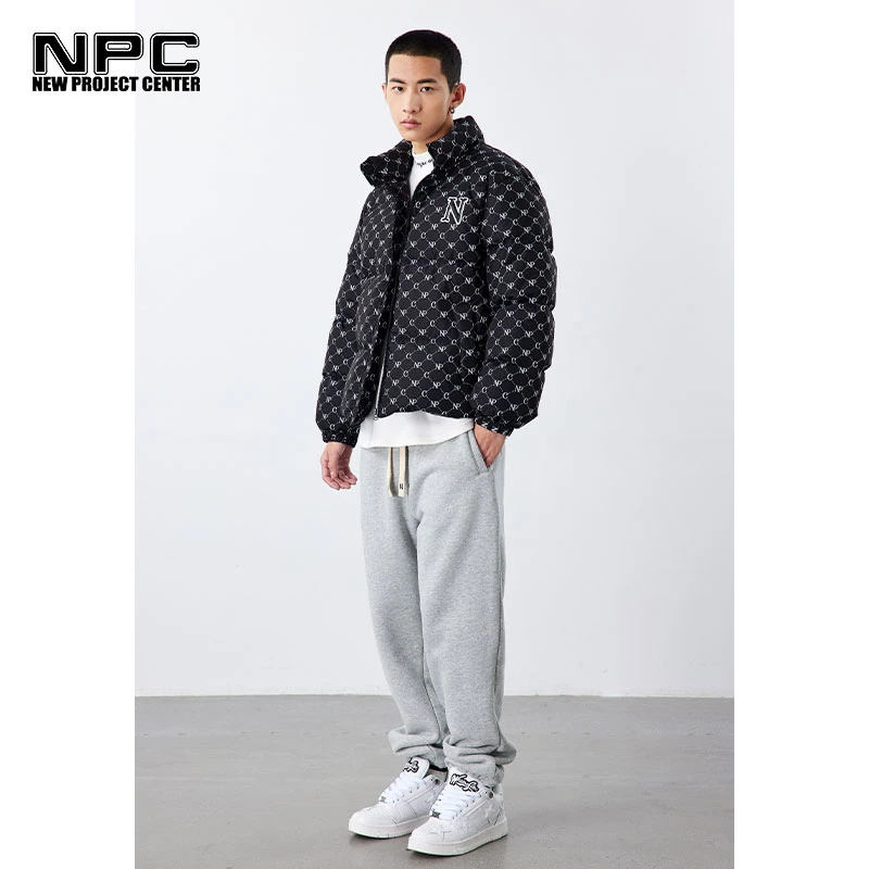 NPC潮牌男装满印老花反光立领面包羽绒服男女冬季时尚NP29DJ04