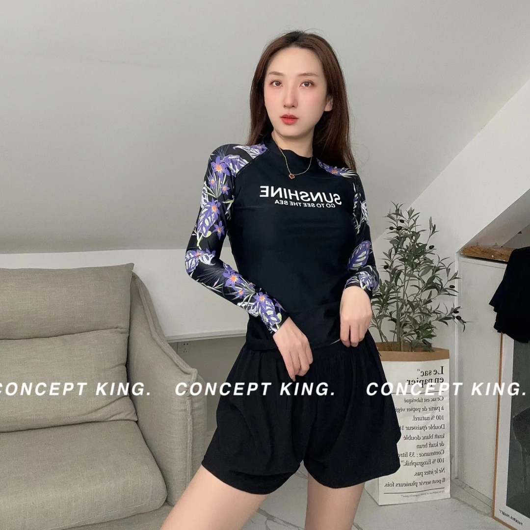 【高级紫分体】显瘦遮肉防晒时尚温泉度假潜水冲浪速干泳衣女Q25