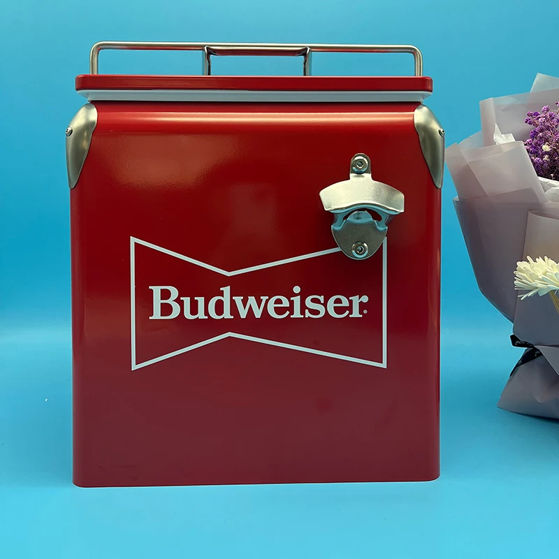 露营户外保温神器复古铁制家用车载保温冰桶时尚耐用饮料冰镇箱