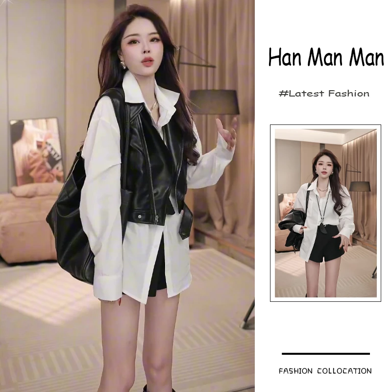 入秋季流行穿搭一整套新款2024韩系气质御姐风衬衫马甲短裤三件套