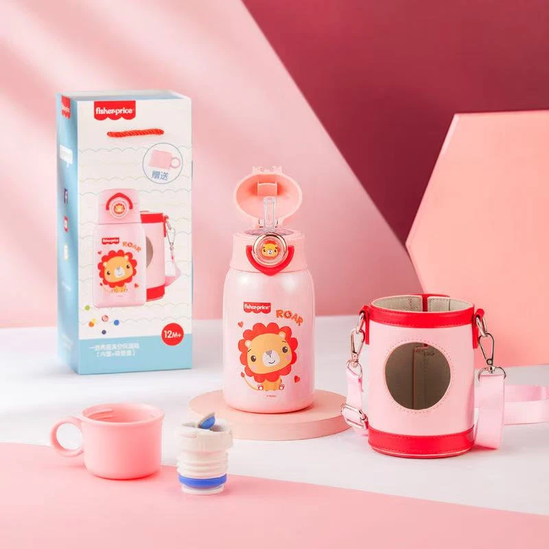 【紫晴】费雪保温杯保温杯多盖礼盒装宝宝儿童吸管式双盖喝水杯