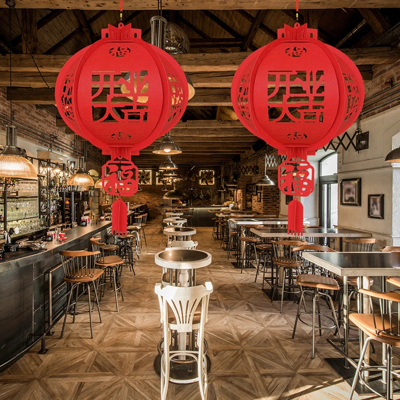 店铺公司商场开业周年庆开业大吉走廊大门创意装饰国风大红圆灯笼