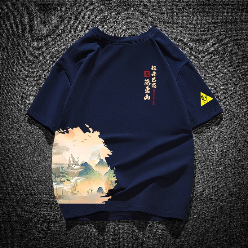 法莱尔公鸡短袖T恤男款宽松休闲夏季100%纯棉薄款潮流百搭半袖潮t