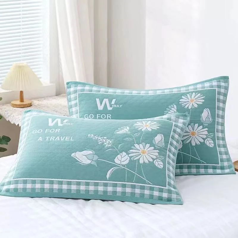 纯棉枕巾一对两条装柔软高档透气成人情侣枕头巾