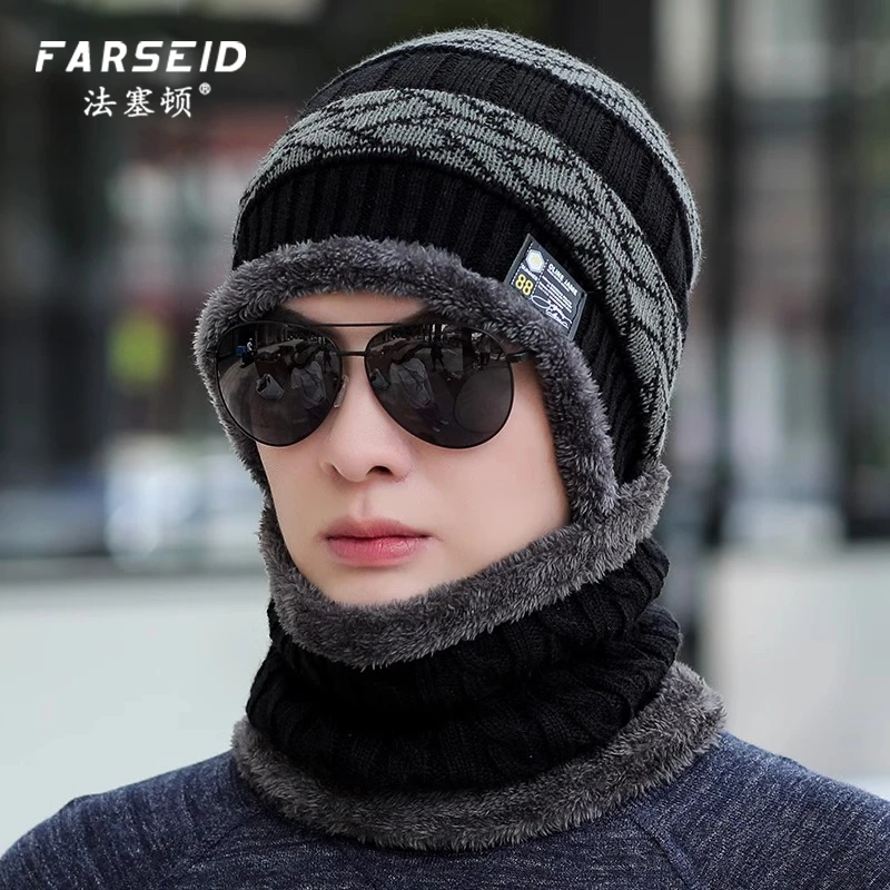帽子男冬季骑行加绒加厚保暖防寒毛线帽套头护脖保暖神器针织棉帽