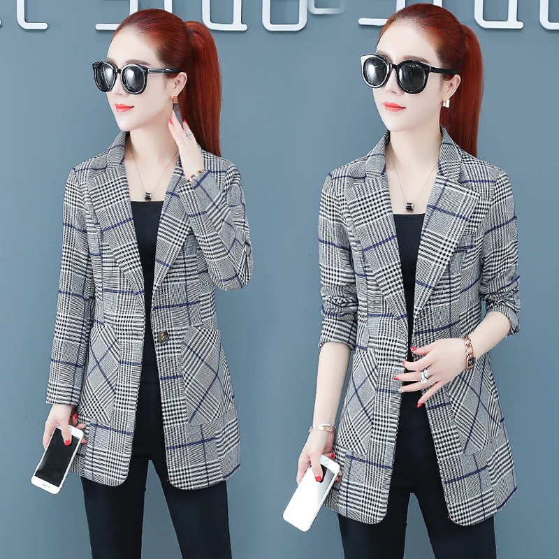 西装女外套2025新款春秋装格子休闲复古网红西服女上衣韩版英伦风
