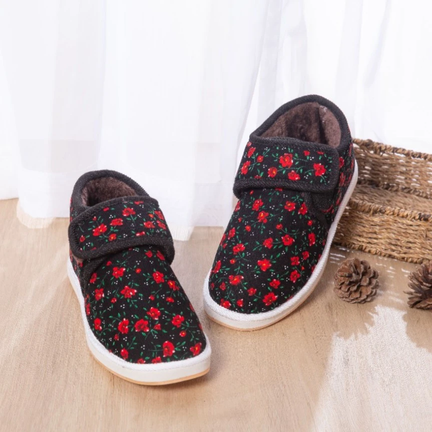 妈妈鞋老年人软底平底秋冬中老年老人加绒加厚千层底冬季女士鞋子