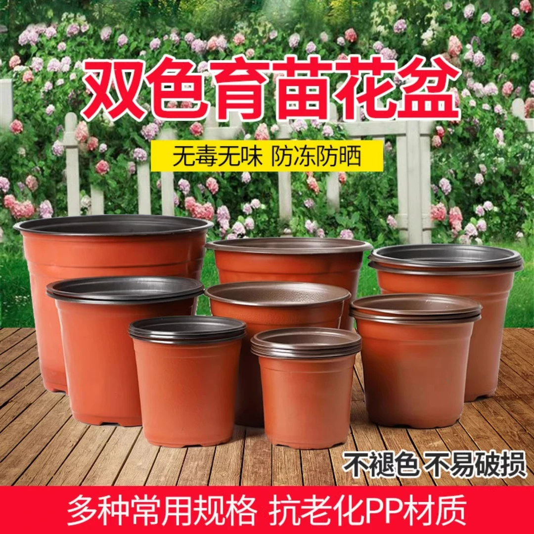 双色花盆种植育苗袋装盆营养钵塑料一次性耐用园艺绿植盆多肉盆
