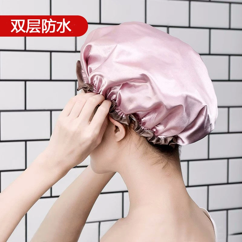 双层防水浴帽帽子洗澡帽淋浴沐浴厨房防油烟发帽加厚洗头帽洗浴室