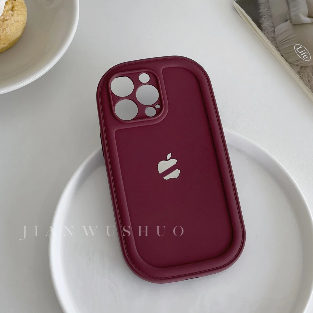 【适用苹果】iphone15promax手机壳纯色弧形硅胶气垫14plus/13/12