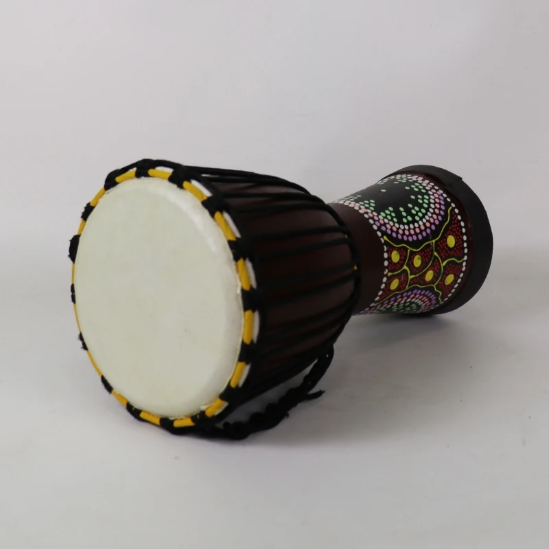 非洲鼓小8寸棕色彩绘山羊皮丽江演奏初学者幼儿园云南演出手鼓