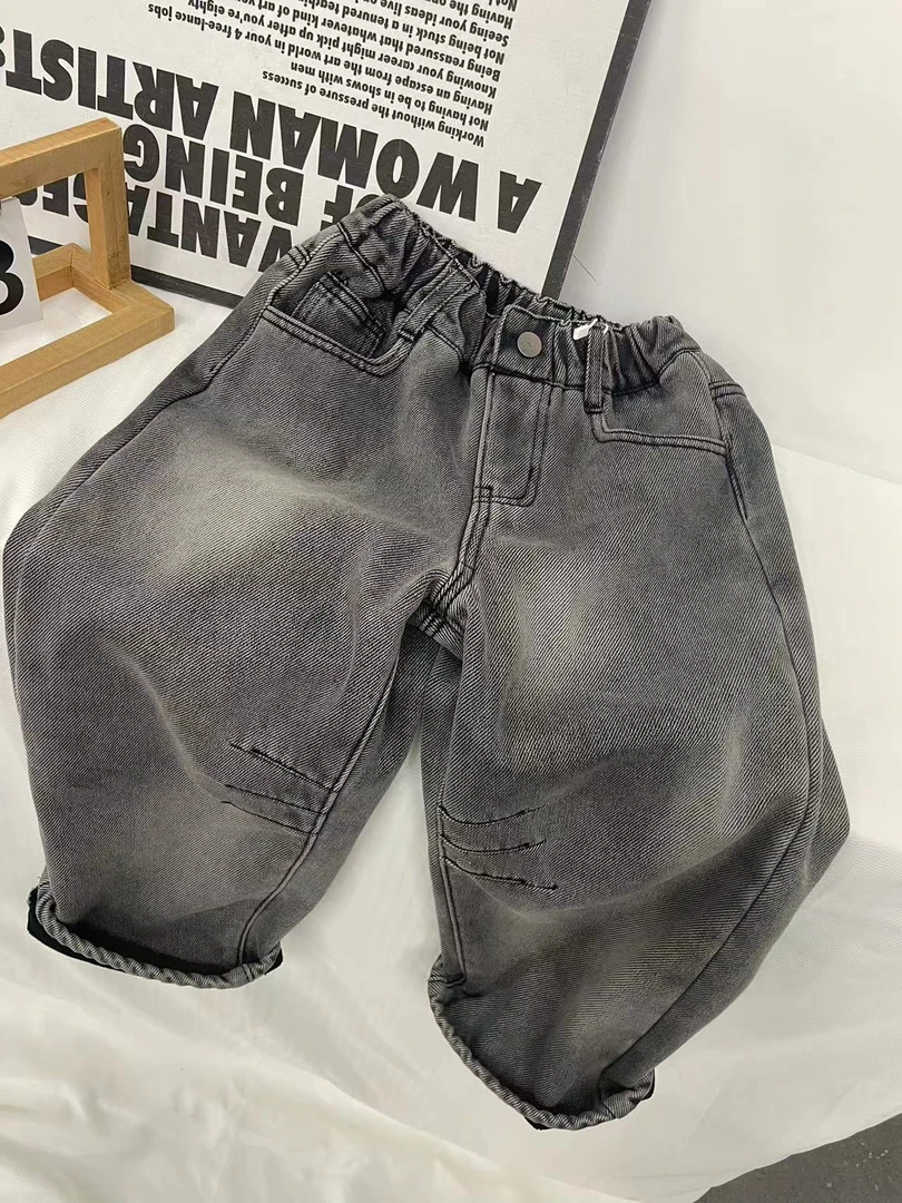 410068《现》小涵家玲姐优选韩版冬款儿童洋气百搭休闲加绒牛仔裤