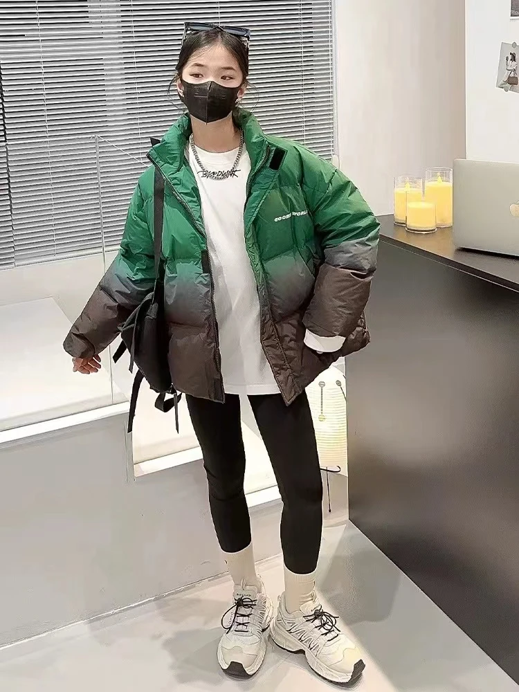 409044《绿》小涵家玲姐优选韩版冬季儿童休闲百搭时尚渐变羽绒服