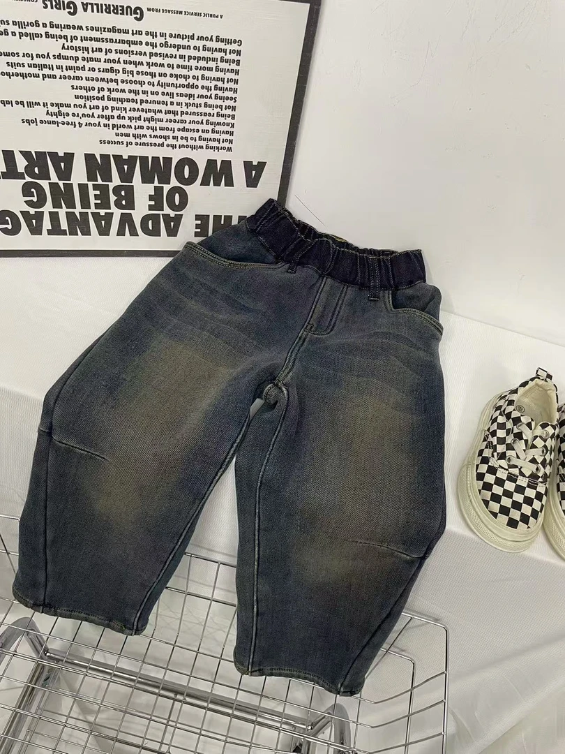411102《现》小涵家玲姐优选韩版冬季儿童休闲舒适加绒牛仔裤
