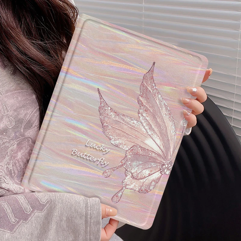 镭射蝴蝶华为matepad11保护套air带笔槽11.5s新款2024平板壳pro女