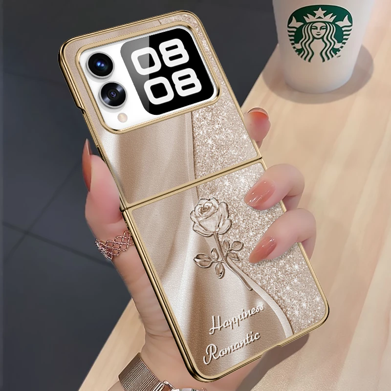 【小羊皮】适用华为novaflip闪耀水晶玫瑰手机壳折叠屏nova高端新款