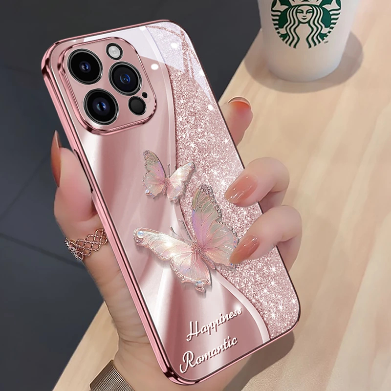 适用苹果17闪耀蝴蝶手机壳爆款iPhone17promax高档2025流行16新款