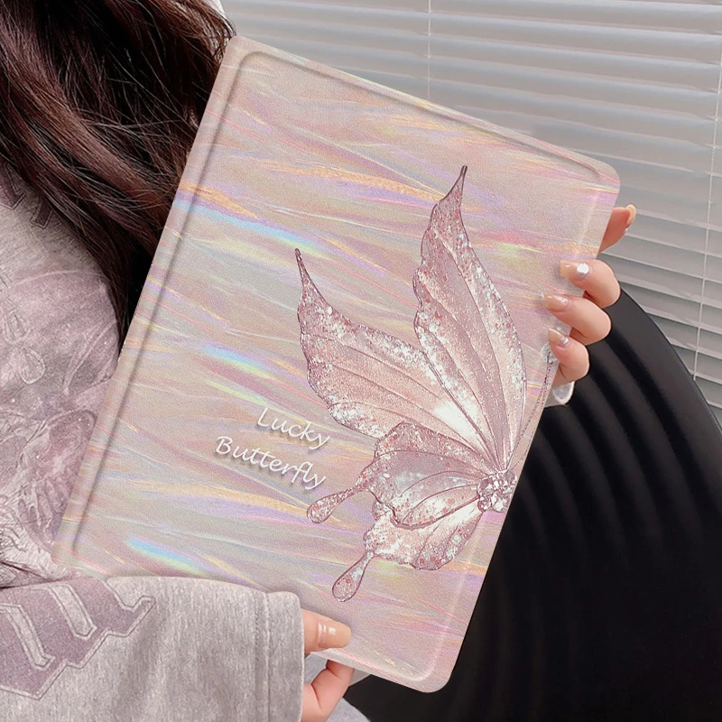 镭射蝴蝶ipad air6保护套带笔槽ipad pro2024新款mini6平板壳高端