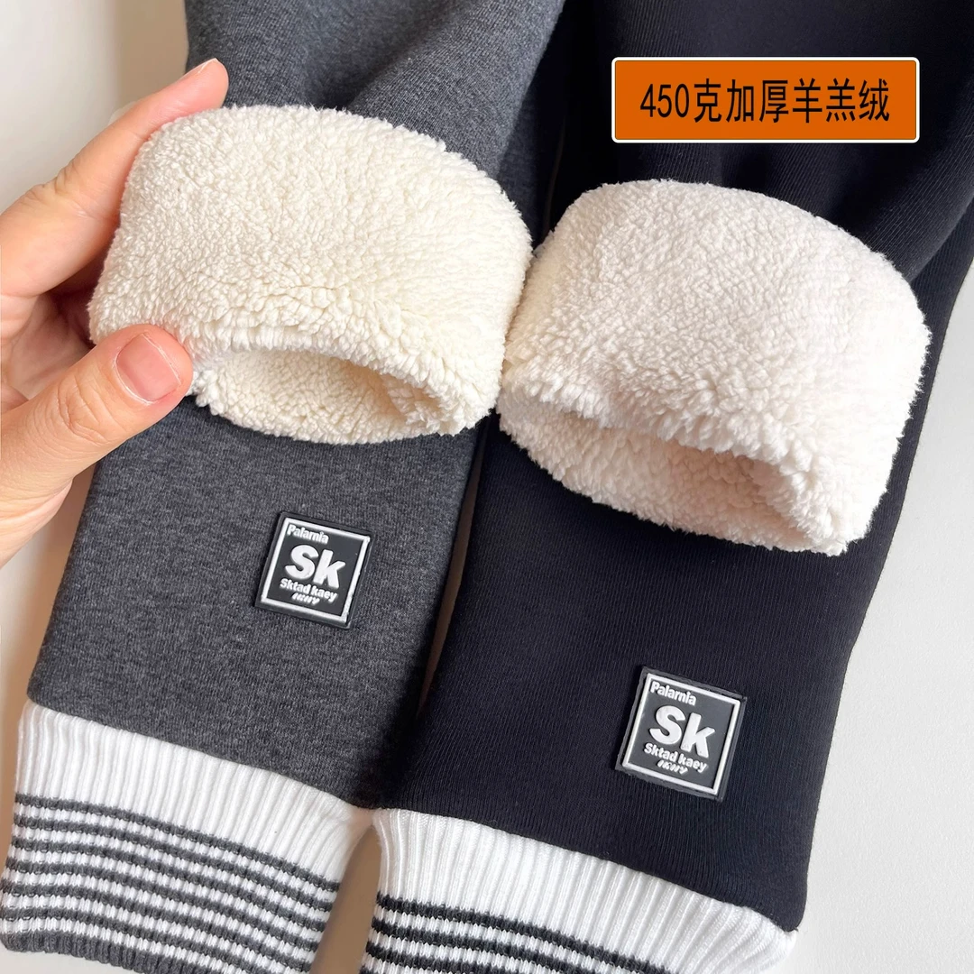 儿童加厚羊羔绒一体绒裤子外穿洋气2024冬新款宝宝女童加绒打底裤