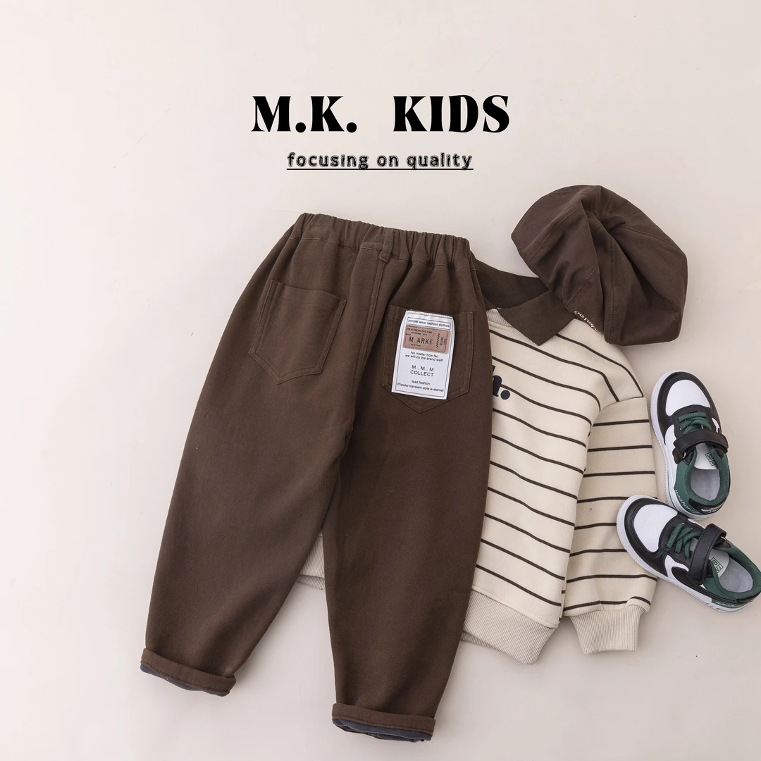 MK品牌现货儿童冬款纯棉加绒休闲裤DR70063