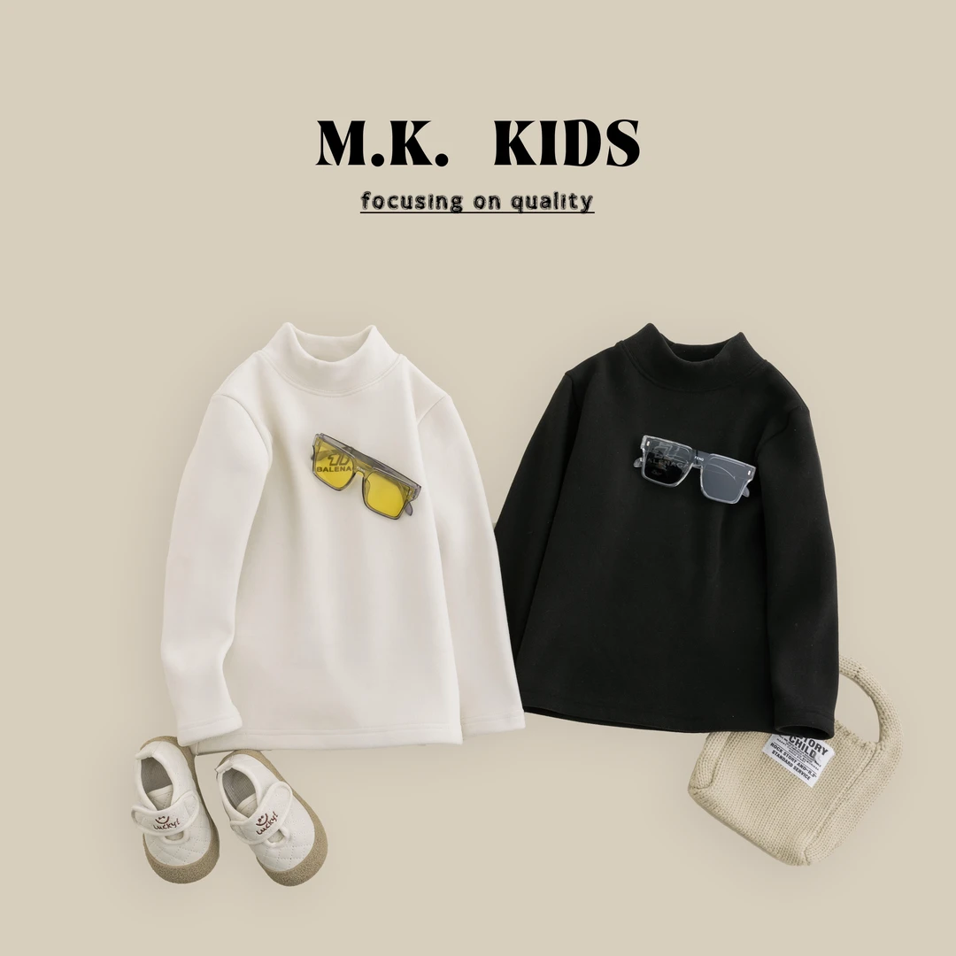 现货儿童冬款加绒打底衫男童百搭保暖上衣2024新款DZ7339华子童装