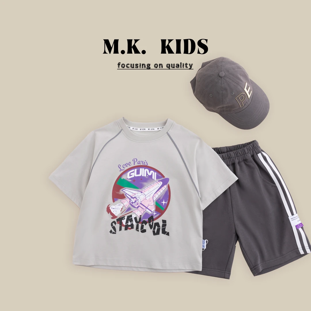 现货童装男童中大童儿童短袖T恤夏季2024新款宽松潮流休闲XA80319