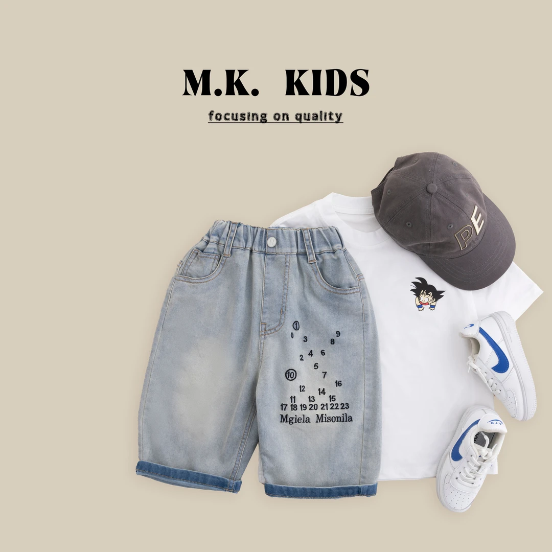 现货童装男童中大童儿童牛仔短裤七分裤夏季2024新款时尚XK80490