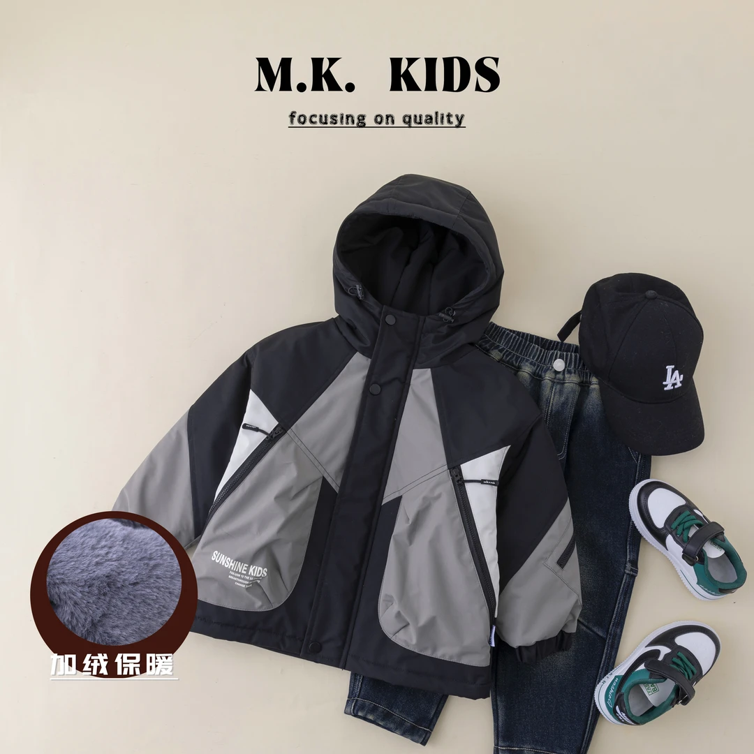 MK品牌儿童冬款棉服休闲外套托斯卡纳百搭冲锋挡风派客服DA70186