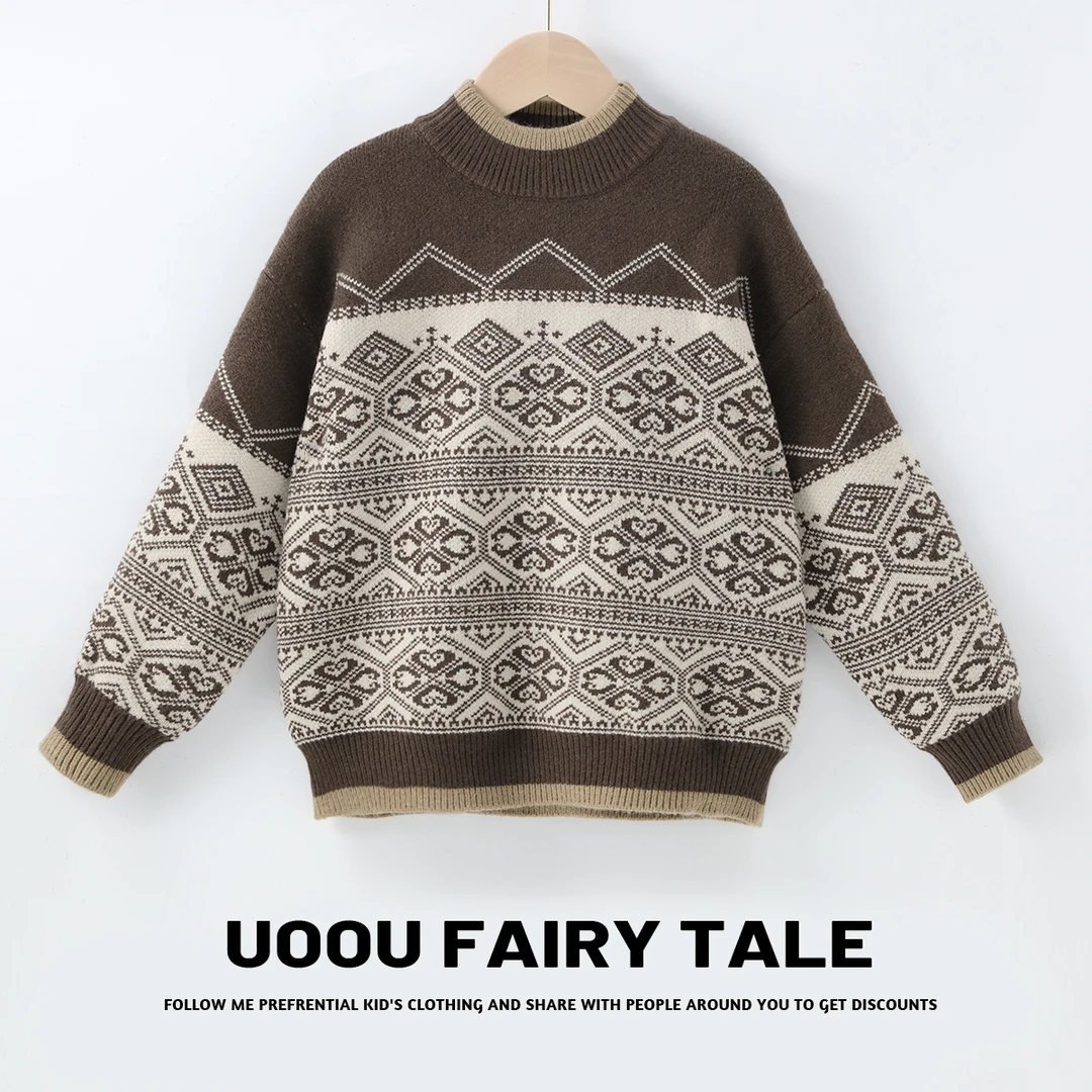 男童毛衣秋冬款百搭套头保暖上衣儿童中大童针织打底衫WYSU890017