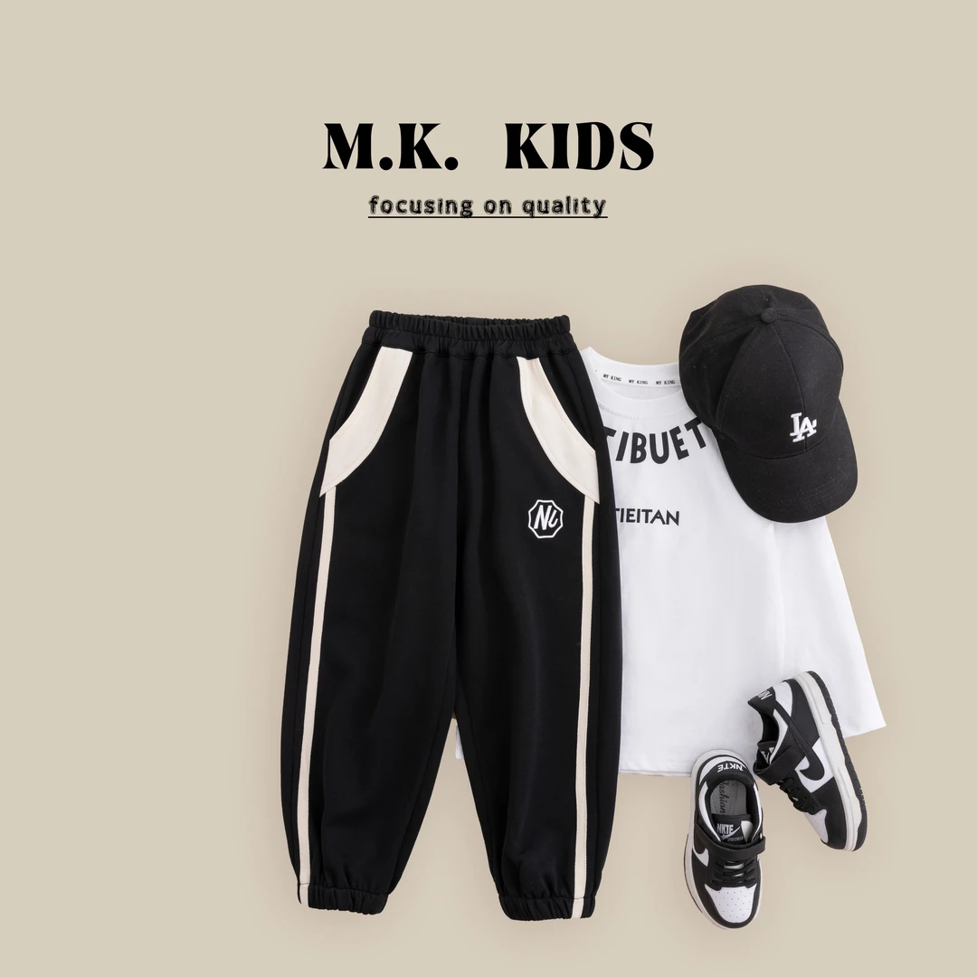 现货儿童卫裤2024秋装新款男童春秋裤子撞色潮流QA9080华子童装