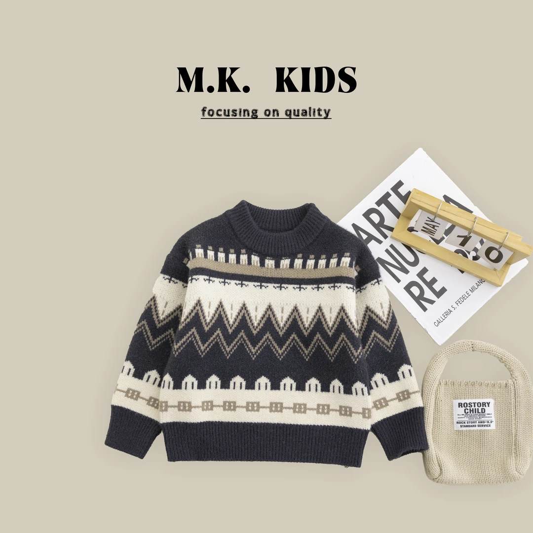 现货儿童冬款毛衣男童潮酷百搭针织上衣2024新款DS7326华子童装