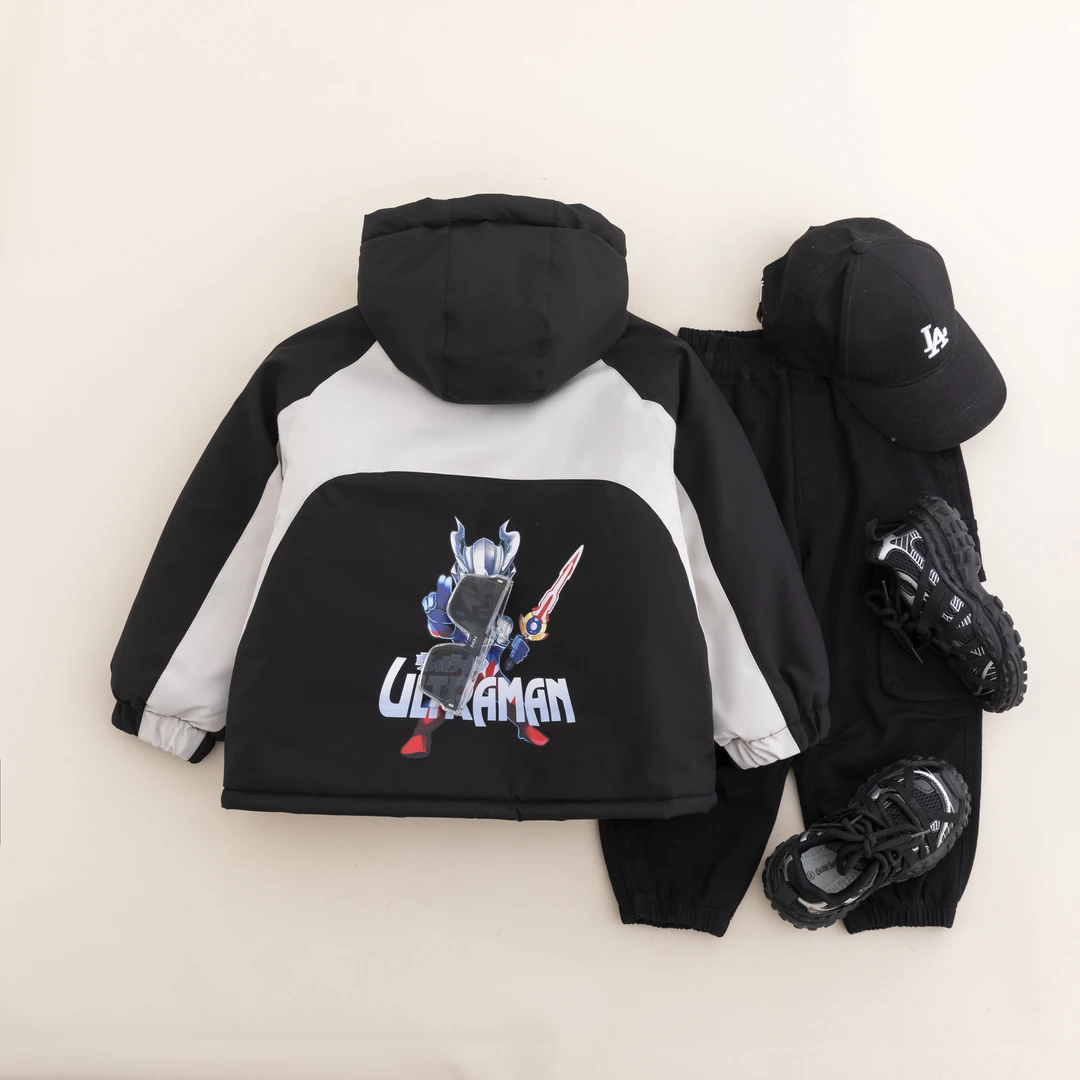 现货儿童冬款派克服加绒外套男童潮流夹克2024新款BD4028华子童装