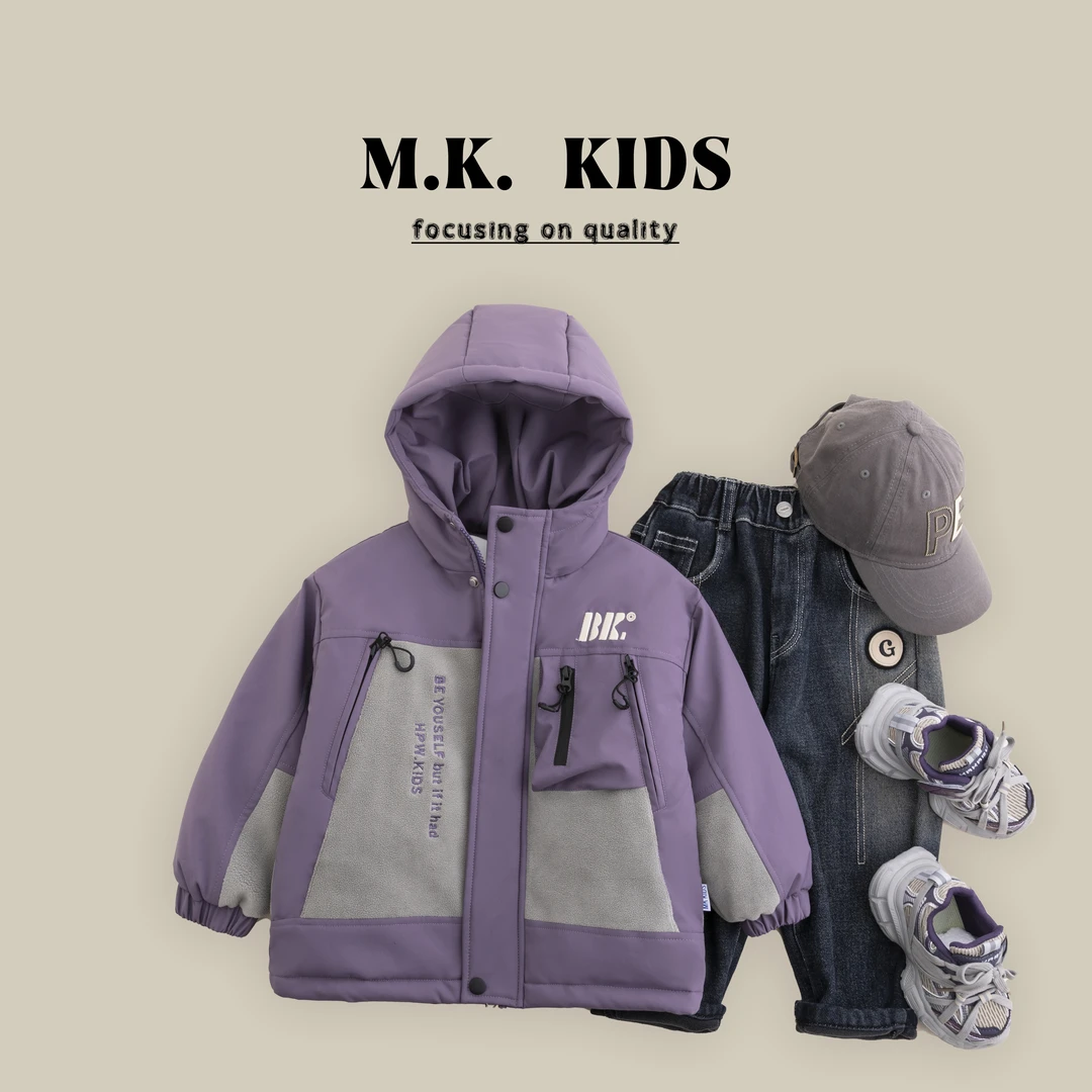 现货儿童冬款棉服男童潮酷夹棉夹克冲锋衣外套新款DK7304华子童装