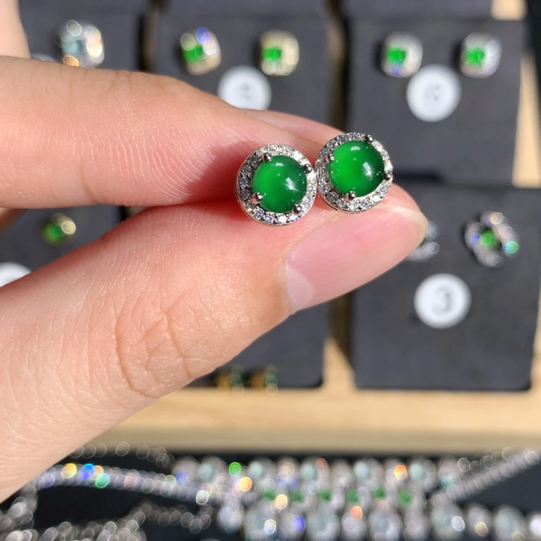 【闪购商品】翡翠耳饰银S925镶嵌