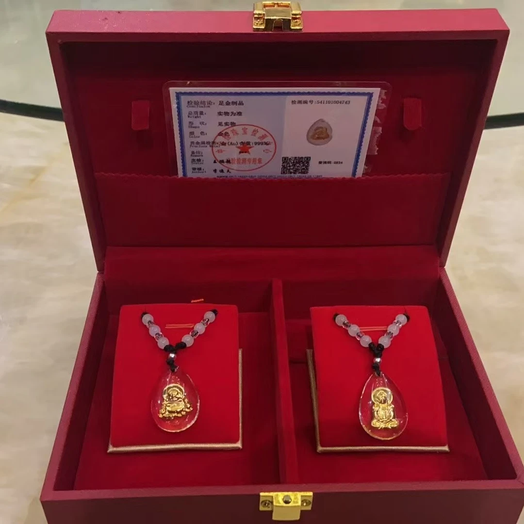 【颜妍补贴】足金999吊坠  佛  观音吊坠  迪拜水晶 水滴款