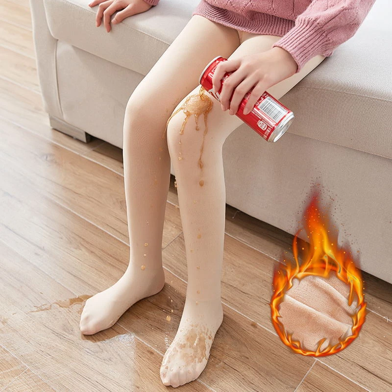 女童打底裤肉色加绒加厚秋冬儿童肤色踩脚光腿神器一体白色连裤袜