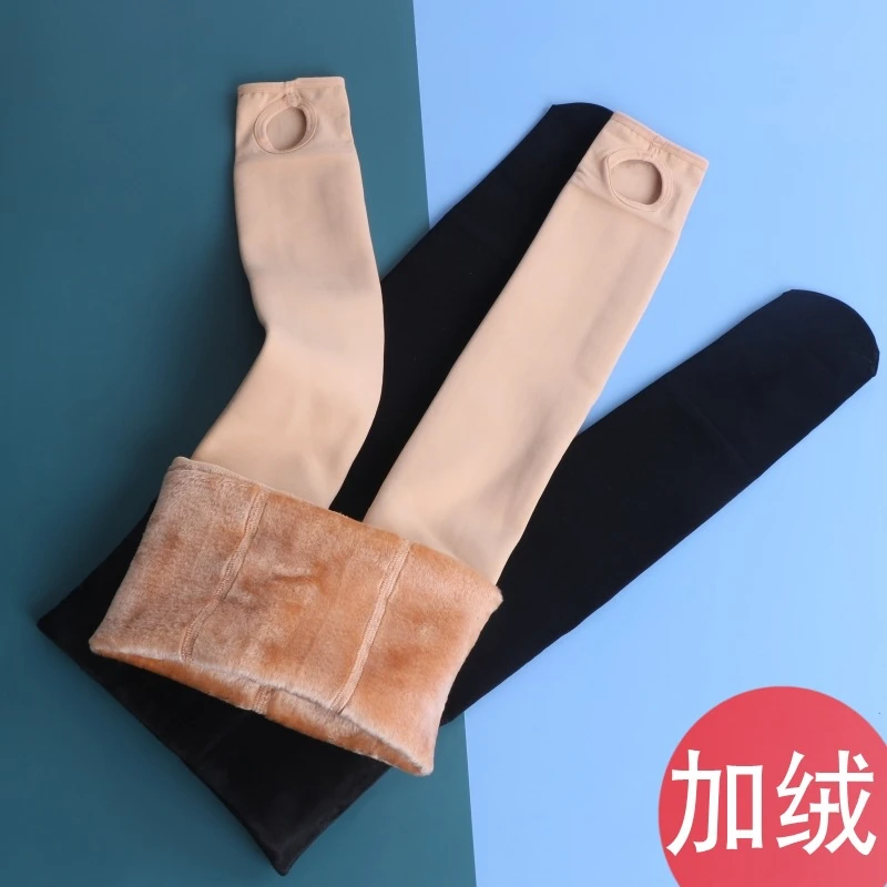 儿童光腿袜加厚秋冬女童肉色加绒打底裤一体踩脚女孩肤色连裤袜