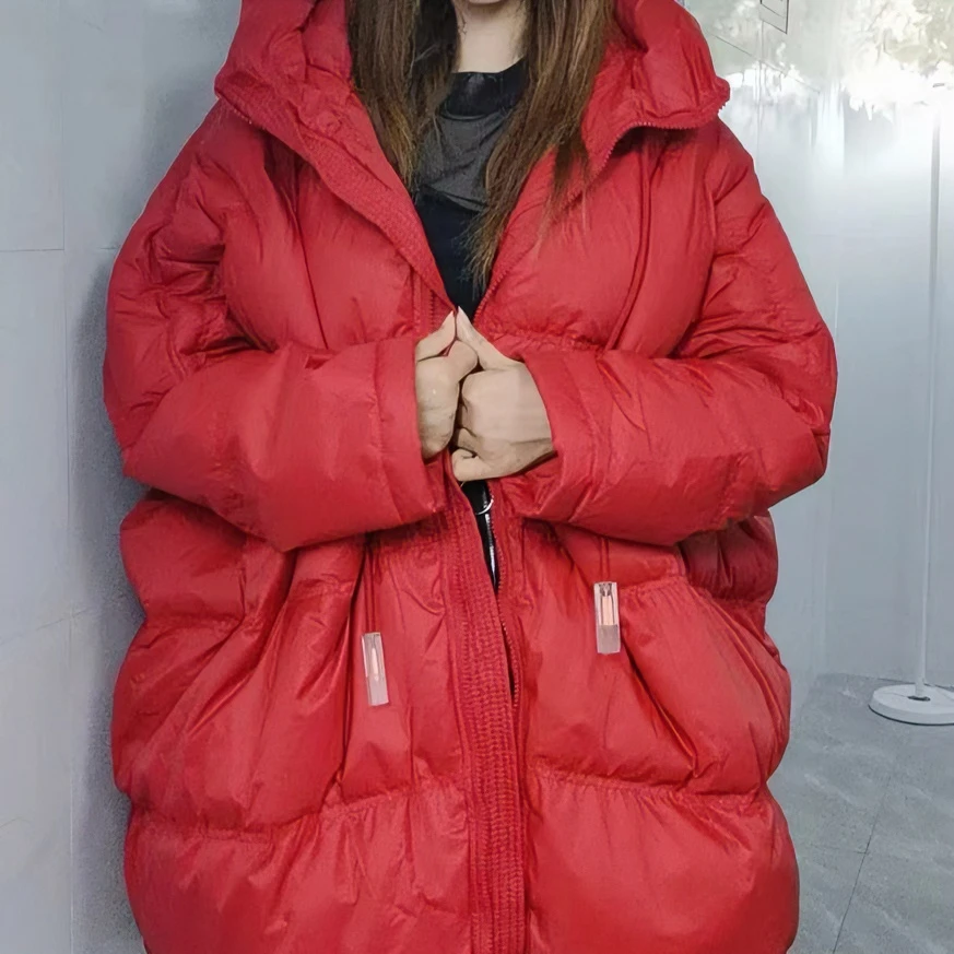 白鸭绒女连帽冬季设计感宽松时尚百搭中短款韩版休闲外套