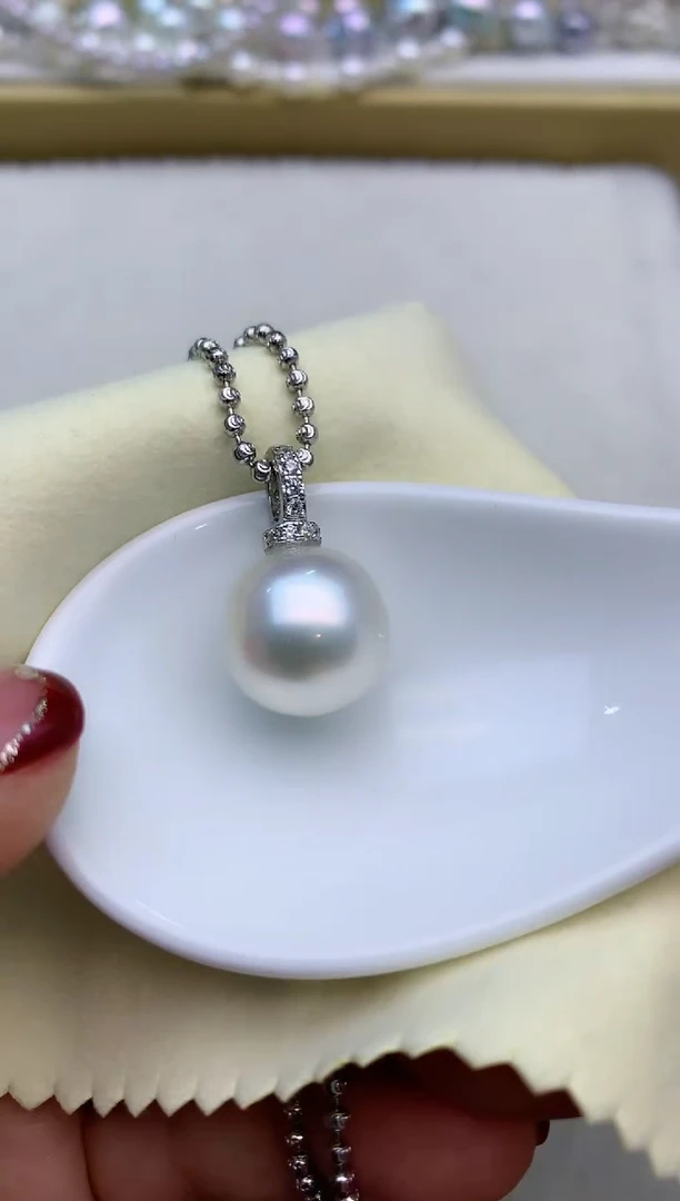 【闪购商品】海水珍珠颈饰银S925镶嵌澳白万能扣吊坠@@P664